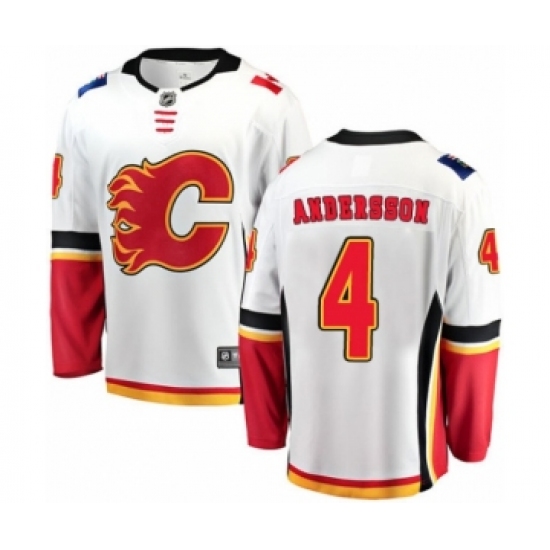 Men's Calgary Flames #4 Rasmus Andersson Authentic White Away Fanatics Branded Breakaway NHL Jersey - Ujersey