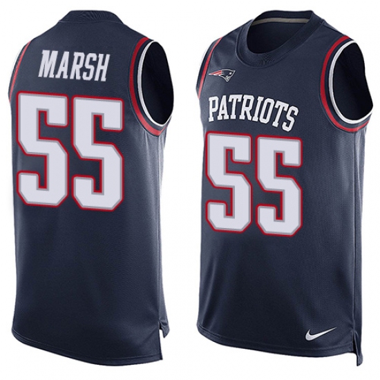 Men's Nike New England Patriots #55 Cassius Marsh Limited Navy Blue Player Name & Number Tank Top NFL Jersey - Ujersey