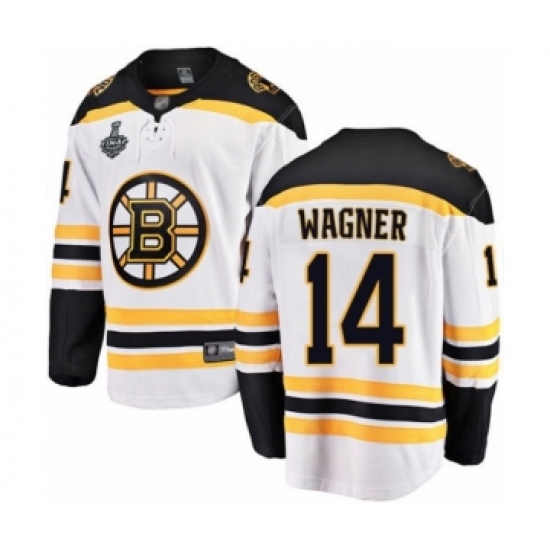 Youth Boston Bruins #14 Chris Wagner Authentic White Away Fanatics Branded Breakaway 2019 Stanley Cup Final Bound Hockey Jersey - Ujersey