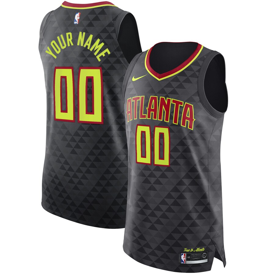 Men's Atlanta Hawks Nike Black Authentic Custom Jersey - Icon Edition - Ujersey NHL