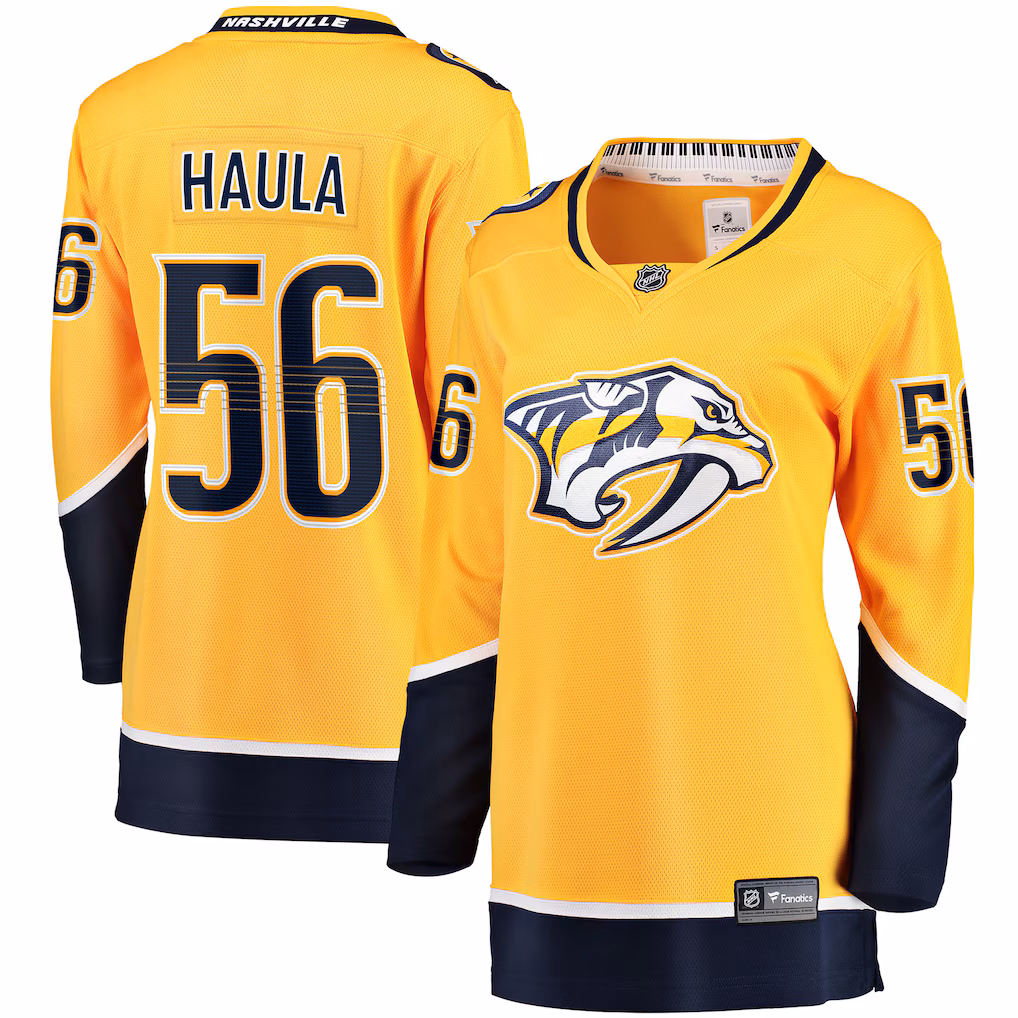 Women's Nashville Predators Erik Haula Fanatics Gold Home Breakaway Player Jersey - ujerseystore