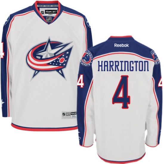 Youth Reebok Columbus Blue Jackets #4 Scott Harrington Authentic White Away NHL Jersey - Ujersey