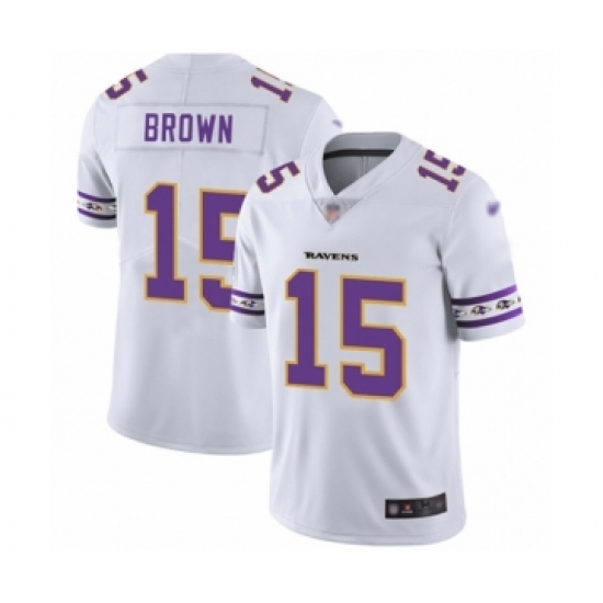 Men's Baltimore Ravens #15 Marquise Brown White Team Logo Fashion Limited Player Football Jersey - Ujersey