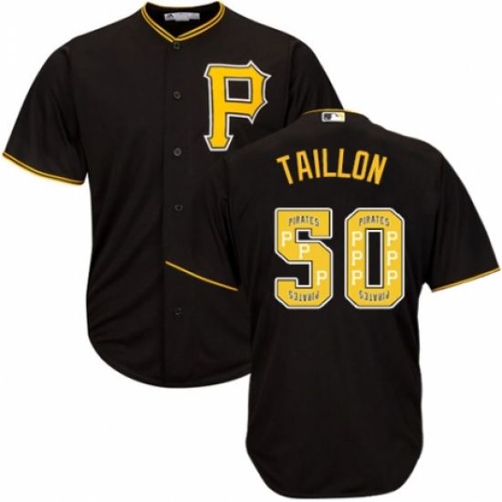 Men's Majestic Pittsburgh Pirates #50 Jameson Taillon Authentic Black Team Logo Fashion Cool Base MLB Jersey - Ujersey