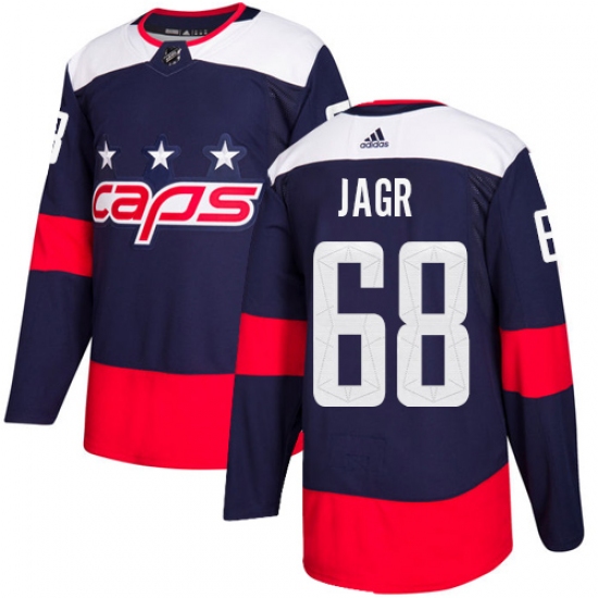 Men's Adidas Washington Capitals #68 Jaromir Jagr Authentic Navy Blue 2018 Stadium Series NHL Jersey - Ujersey