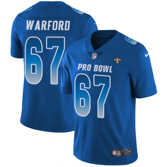 Youth Nike New Orleans Saints #67 Larry Warford Limited Royal Blue 2018 Pro Bowl NFL Jersey - Ujersey