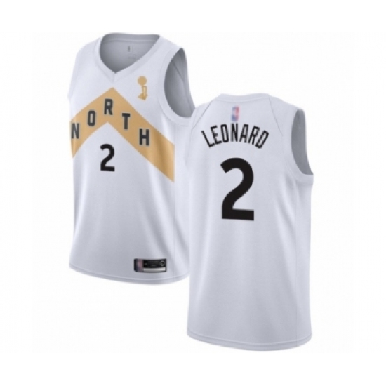 Men's Toronto Raptors #2 Kawhi Leonard Swingman White 2019 Basketball Finals Champions Jersey - City Edition - Ujersey
