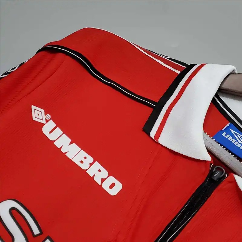 Beckham #7 Manchester United Retro Home Long Sleeve Football Jersey Shirt 1998/99 - U-jersey