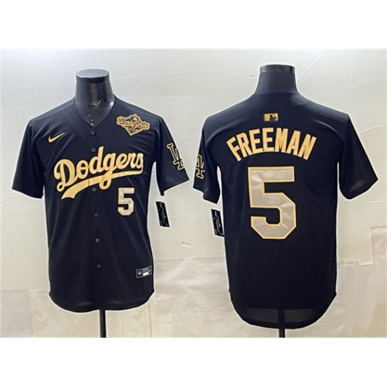 Men's Los Angeles Dodgers #5 Freddie Freeman Black Gold 2025 World Series Limited Stitched Baseball Jersey - Ujersey
