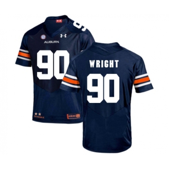 Auburn Tigers 90 Gabe Wright Navy College Football Jersey - Ujersey