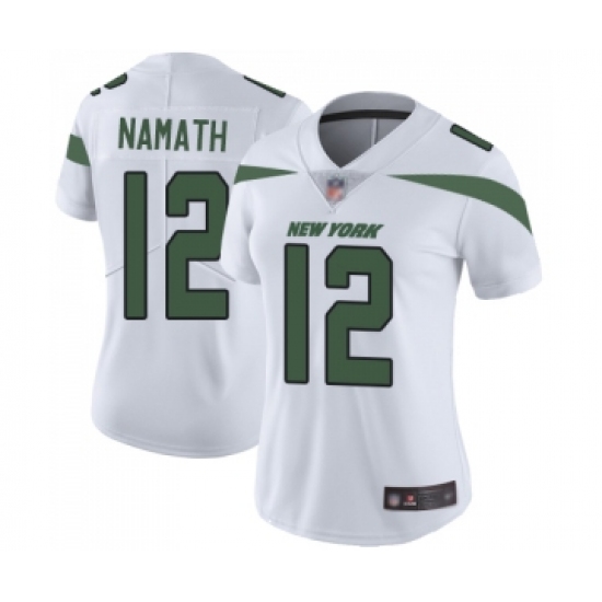 Women's New York Jets #12 Joe Namath White Vapor Untouchable Limited Player Football Jersey - Ujersey