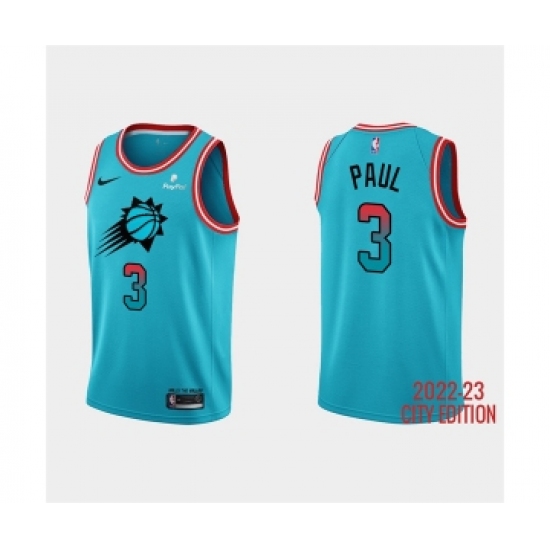 Men's Phoenix Suns #3 Chris Paul 2022-23 Blue City Edition Stitched Basketball Jersey - Ujersey