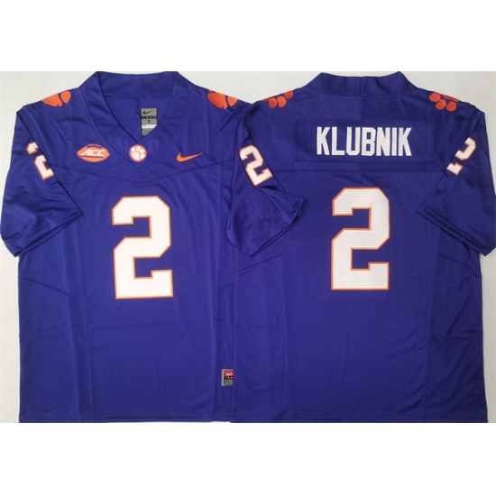 Men's Clemson Tigers #2 Cade Klubnik Purple F.U.S.E. Stitched Football Jersey - ujerseystore