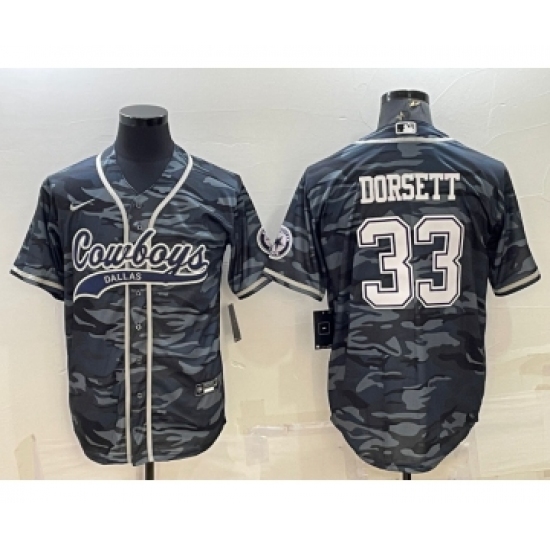 Men's Dallas Cowboys #33 Tony Dorsett Grey Camo With Patch Cool Base Stitched Baseball Jersey - Ujersey