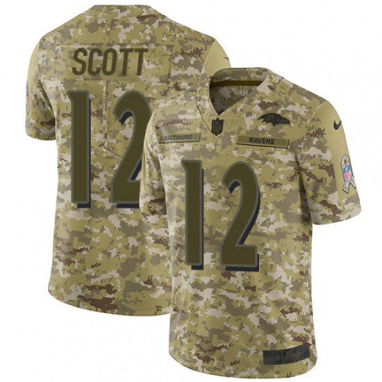 Youth Nike Baltimore Ravens #12 Jaleel Scott Limited Camo 2018 Salute to Service NFL Jersey - Ujersey
