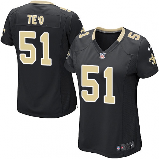 Women's Nike New Orleans Saints #51 Manti Te'o Game Black Team Color NFL Jersey - Ujersey