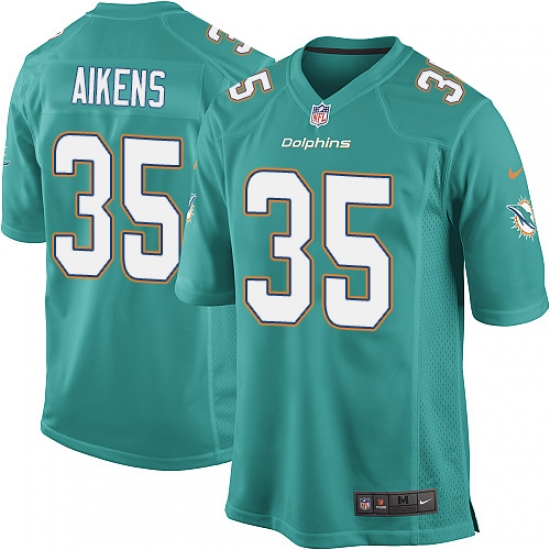 Men's Nike Miami Dolphins #35 Walt Aikens Game Aqua Green Team Color NFL Jersey