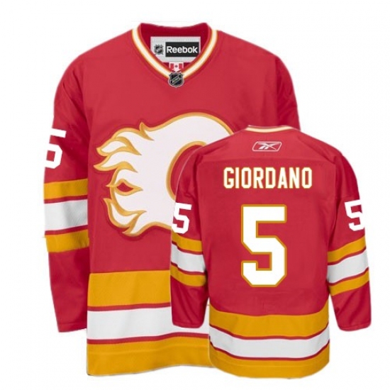 Men's Reebok Calgary Flames #5 Mark Giordano Authentic Red Third NHL Jersey - Ujersey