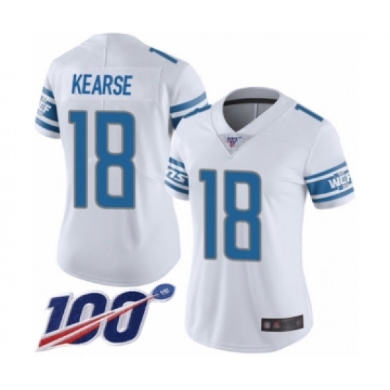 Women's Detroit Lions #18 Jermaine Kearse White Vapor Untouchable Limited Player 100th Season Football Jersey - Ujersey