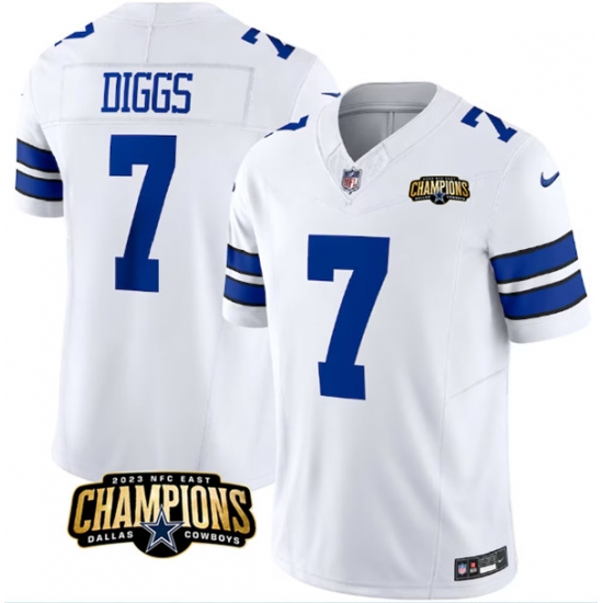Men's Dallas Cowboys #7 Trevon Diggs White 2023 F.U.S.E. NFC East Champions Football Stitched Jersey - Ujersey