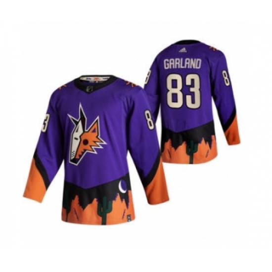 Men's Arizona Coyotes #83 Conor Garland Purple 2020-21 Reverse Retro Alternate Hockey Jersey - Ujersey