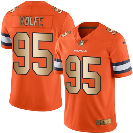 Men's Nike Denver Broncos #95 Derek Wolfe Limited Orange/Gold Rush NFL Jersey - Ujersey