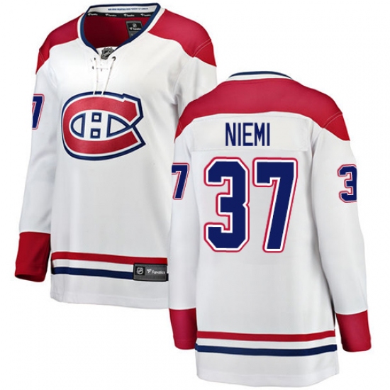 Women's Montreal Canadiens #37 Antti Niemi Authentic White Away Fanatics Branded Breakaway NHL Jersey - Ujersey