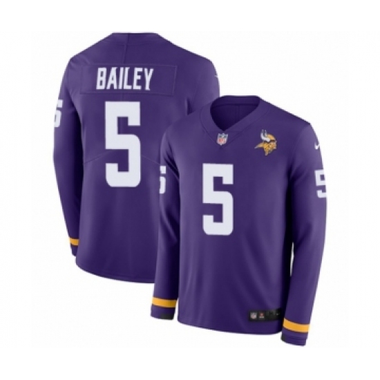 Men's Nike Minnesota Vikings #5 Dan Bailey Limited Purple Therma Long Sleeve NFL Jersey - Ujersey