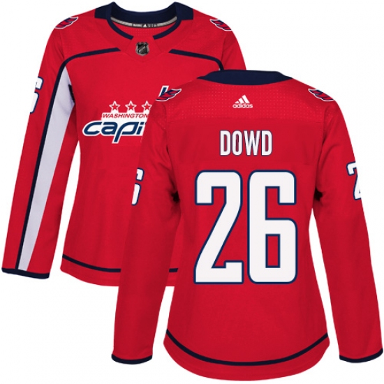 Women's Adidas Washington Capitals #26 Nic Dowd Authentic Red Home NHL Jersey - Ujersey
