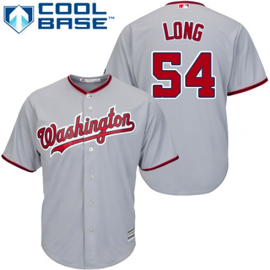 Youth Majestic Washington Nationals #54 Kevin Long Authentic Grey Road Cool Base MLB Jersey - Ujersey