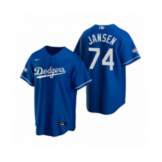 Men's Los Angeles Dodgers #74 Kenley Jansen Royal 2020 World Series Champions Replica Jersey - Ujersey