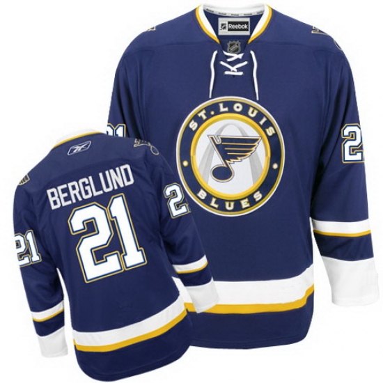 Men's Reebok St. Louis Blues #21 Patrik Berglund Authentic Navy Blue Third NHL Jersey - Ujersey