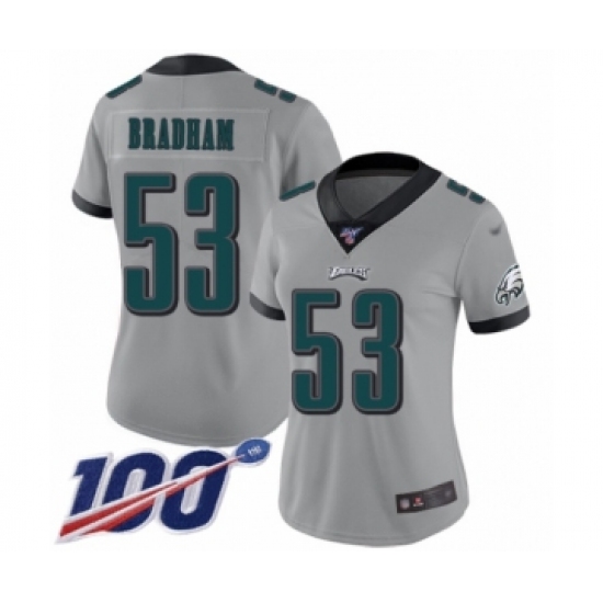 Women's Philadelphia Eagles #53 Nigel Bradham Limited Silver Inverted Legend 100th Season Football Jersey - Ujersey