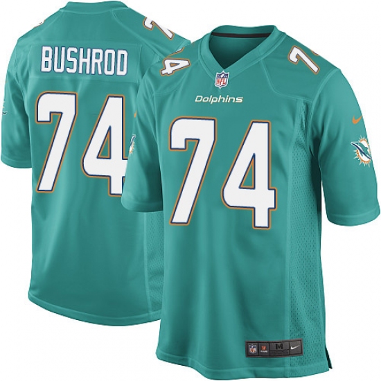 Men's Nike Miami Dolphins #74 Jermon Bushrod Game Aqua Green Team Color NFL Jersey