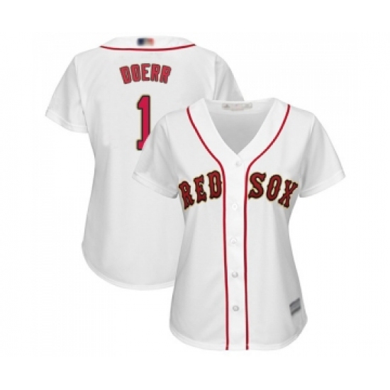 Women's Boston Red Sox #1 Bobby Doerr Authentic White 2019 Gold Program Cool Base Baseball Jersey - Ujersey
