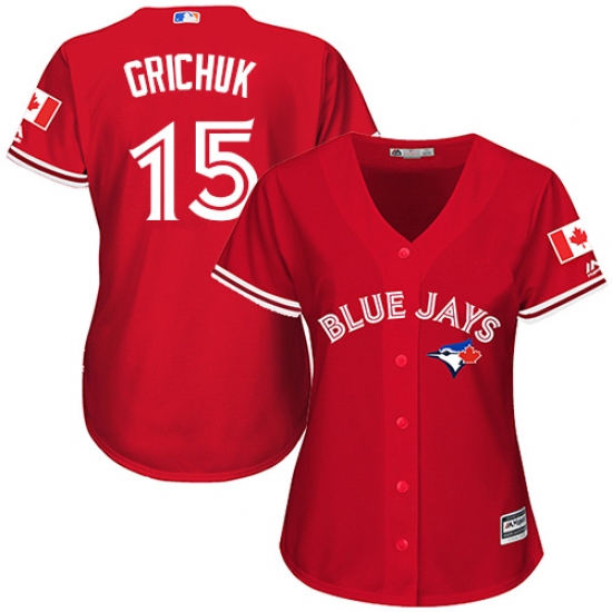 Women's Majestic Toronto Blue Jays #15 Randal Grichuk Replica Scarlet Alternate MLB Jersey - Ujersey