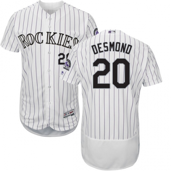 Men's Majestic Colorado Rockies #20 Ian Desmond White Flexbase Authentic Collection MLB Jersey - Ujersey