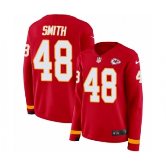 Women's Nike Kansas City Chiefs #48 Terrance Smith Limited Red Therma Long Sleeve NFL Jersey - Ujersey