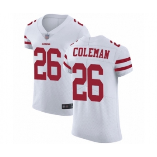 Men's San Francisco 49ers #26 Tevin Coleman White Vapor Untouchable Elite Player Football Jersey - Ujersey