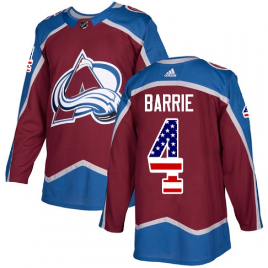Men's Adidas Colorado Avalanche #4 Tyson Barrie Authentic Burgundy Red USA Flag Fashion NHL Jersey - Ujersey