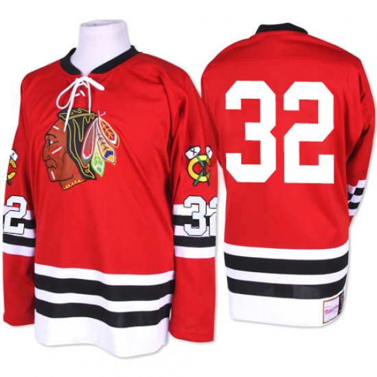 Men's Mitchell and Ness Chicago Blackhawks #32 Michal Rozsival Premier Red 1960-61 Throwback NHL Jersey - Ujersey