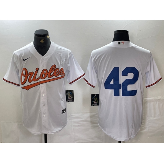 Men's Baltimore Orioles #42 Jackie Robinson White Stitched Cool Base Nike Jersey - Ujersey