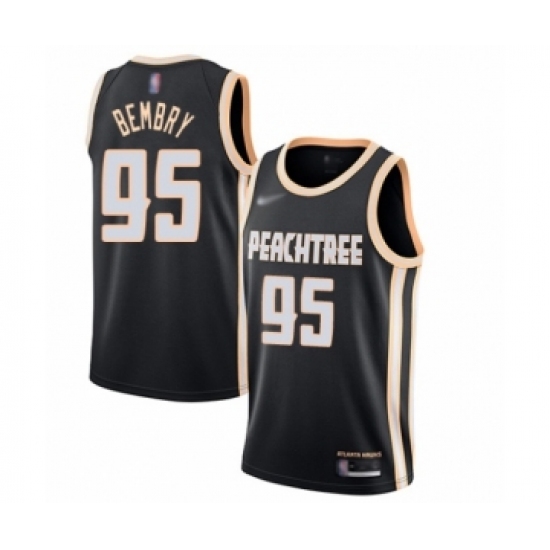 Youth Atlanta Hawks #95 DeAndre' Bembry Swingman Black Basketball Jersey - 2019 20 City Edition - Ujersey