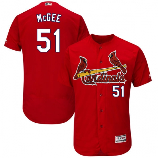 Men's Majestic St. Louis Cardinals #51 Willie McGee Red Alternate Flex Base Authentic Collection MLB Jersey - Ujersey