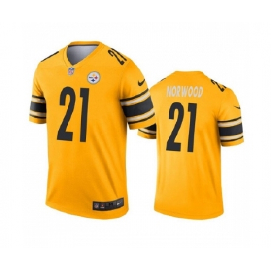 Men's Pittsburgh Steelers #21 Tre Norwood Gold Inverted Legend Stitched Jersey - Ujersey