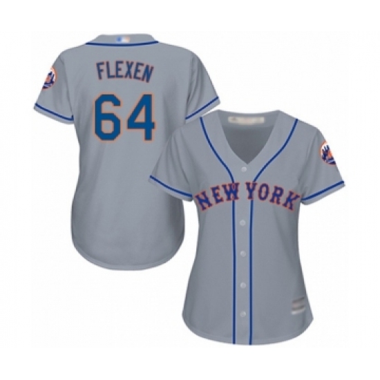 Women's New York Mets #64 Chris Flexen Authentic Grey Road Cool Base Baseball Player Jersey - Ujersey