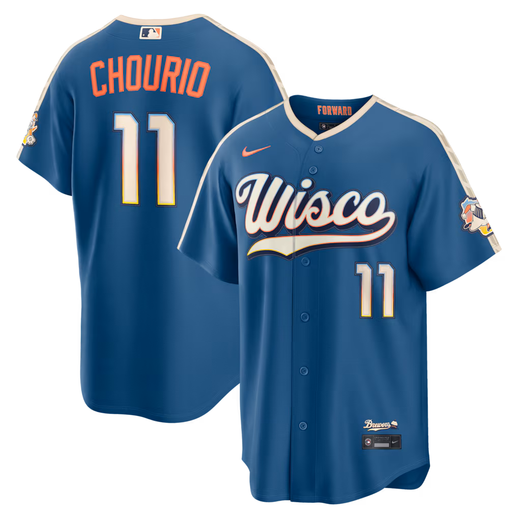 Men's Milwaukee Brewers Jackson Chourio Nike Mineral Blue 2026 City Connect Stadium Jersey - Ujersey Shop