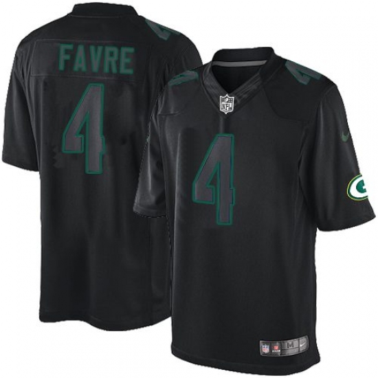 Men's Nike Green Bay Packers #4 Brett Favre Limited Black Impact NFL Jersey - Ujersey