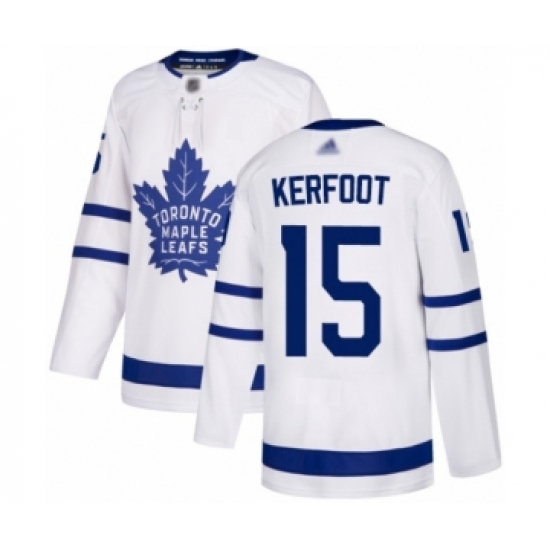 Men's Toronto Maple Leafs #15 Alexander Kerfoot Authentic White Away Hockey Jersey