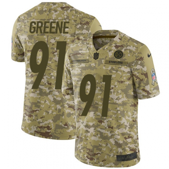 Youth Nike Pittsburgh Steelers #91 Kevin Greene Limited Camo 2018 Salute to Service NFL Jersey - Ujersey